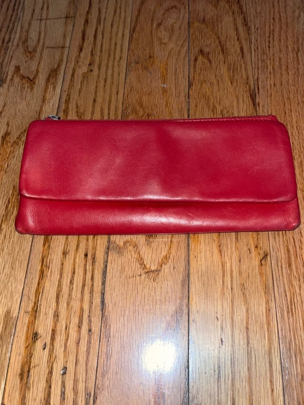 Clarks Soft Red Leather Multi-Compartment Clutch Wallet
